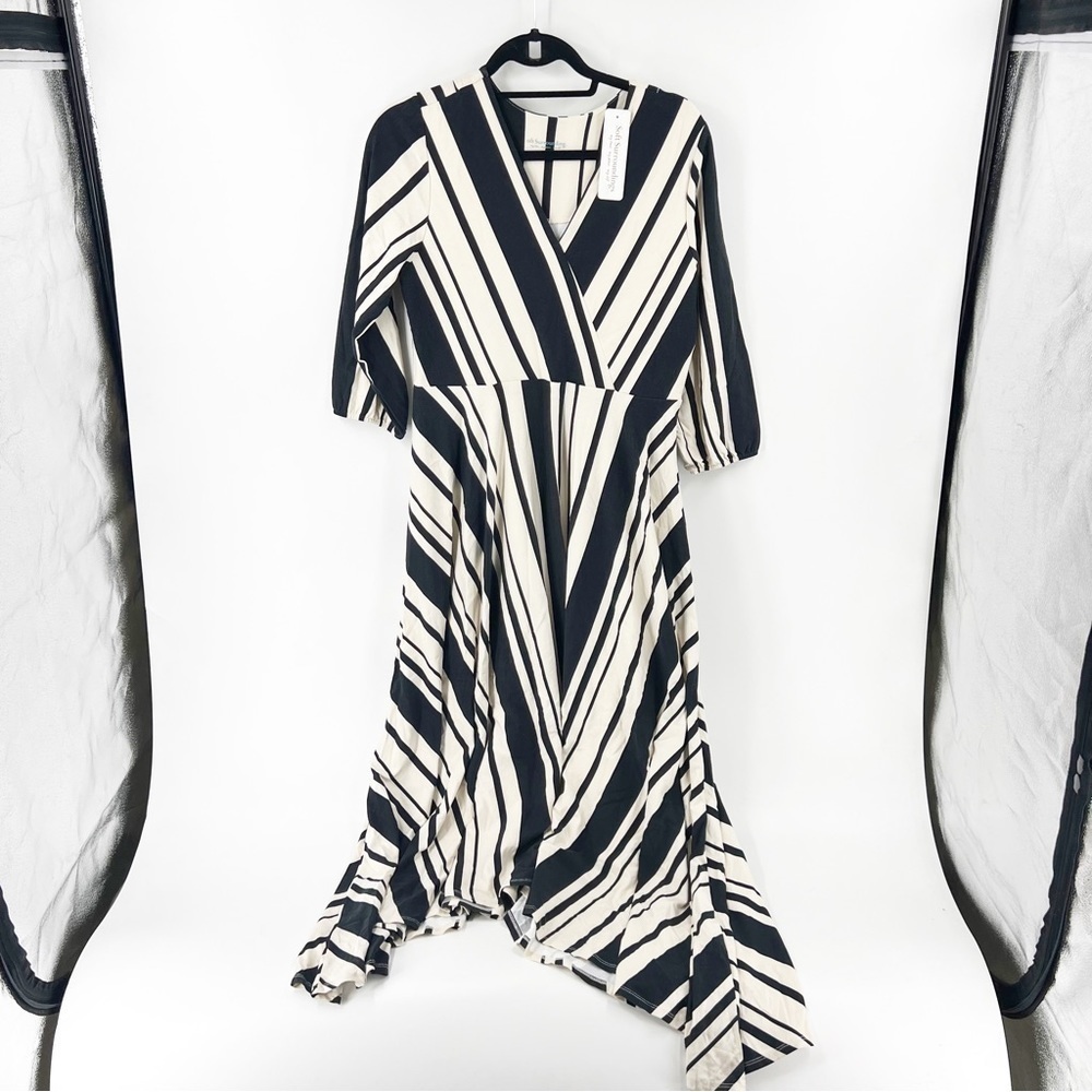 ✅ NWT Soft Surroundings Chanson De Le Fontaine Maxi Dress Sz SMALL Black & Beige